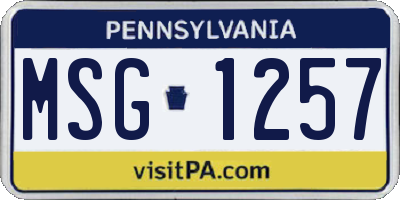 PA license plate MSG1257