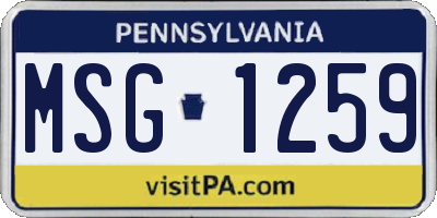 PA license plate MSG1259