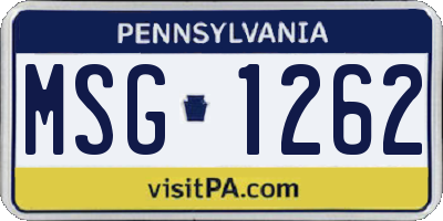 PA license plate MSG1262