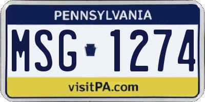 PA license plate MSG1274