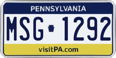 PA license plate MSG1292