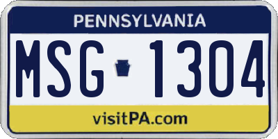 PA license plate MSG1304