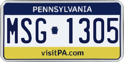 PA license plate MSG1305