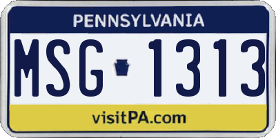 PA license plate MSG1313