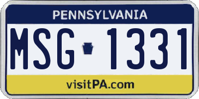 PA license plate MSG1331