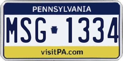 PA license plate MSG1334
