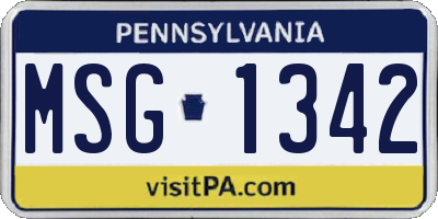PA license plate MSG1342