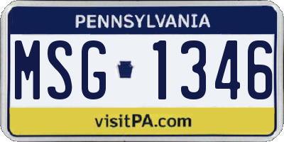 PA license plate MSG1346