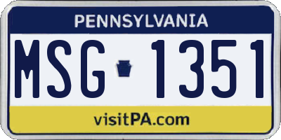 PA license plate MSG1351
