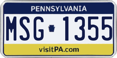 PA license plate MSG1355