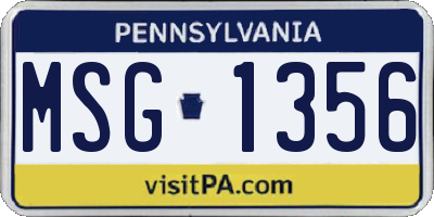 PA license plate MSG1356