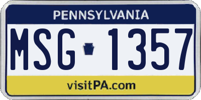 PA license plate MSG1357