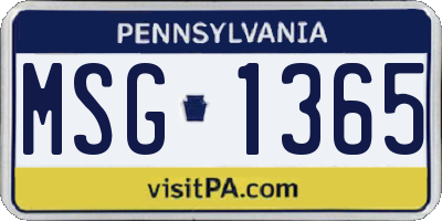 PA license plate MSG1365
