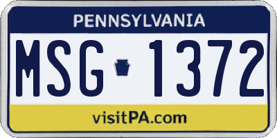 PA license plate MSG1372