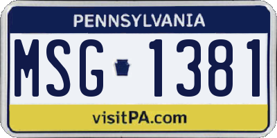 PA license plate MSG1381