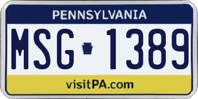 PA license plate MSG1389