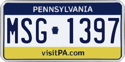 PA license plate MSG1397