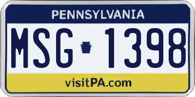PA license plate MSG1398