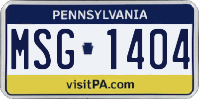 PA license plate MSG1404