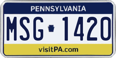 PA license plate MSG1420