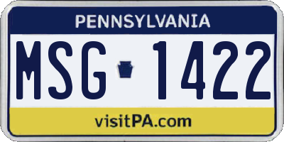 PA license plate MSG1422