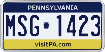 PA license plate MSG1423