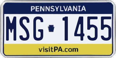 PA license plate MSG1455