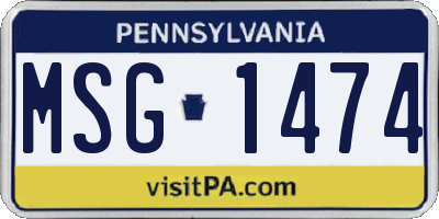 PA license plate MSG1474