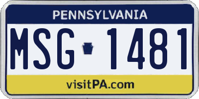 PA license plate MSG1481
