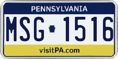 PA license plate MSG1516
