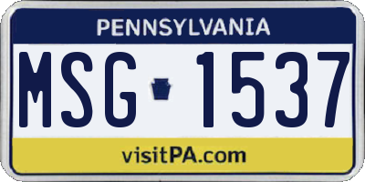 PA license plate MSG1537