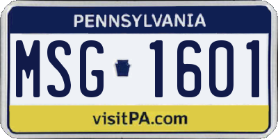PA license plate MSG1601