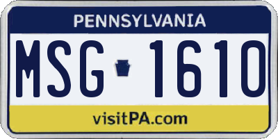PA license plate MSG1610