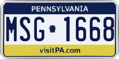 PA license plate MSG1668
