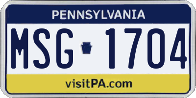 PA license plate MSG1704
