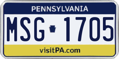 PA license plate MSG1705