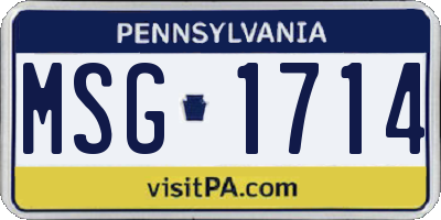 PA license plate MSG1714