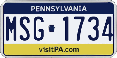 PA license plate MSG1734