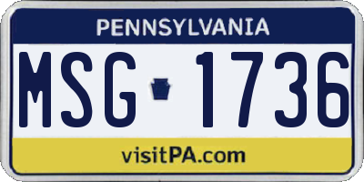 PA license plate MSG1736