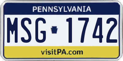 PA license plate MSG1742
