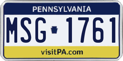 PA license plate MSG1761
