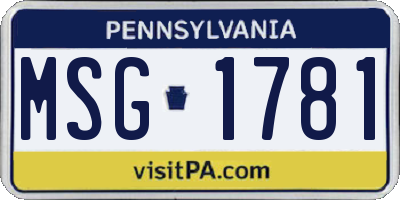 PA license plate MSG1781