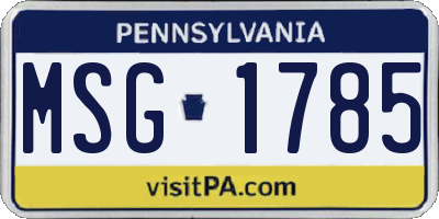 PA license plate MSG1785