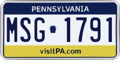 PA license plate MSG1791
