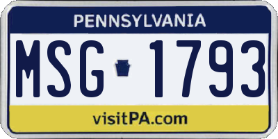 PA license plate MSG1793