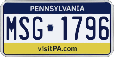 PA license plate MSG1796