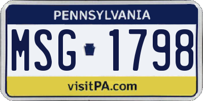 PA license plate MSG1798