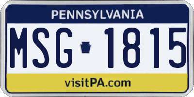 PA license plate MSG1815