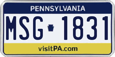 PA license plate MSG1831