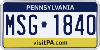 PA license plate MSG1840
